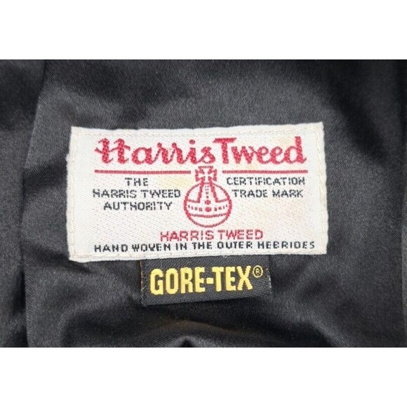 LL Bean Harris Tweed Wool Goretex Houndstooth Newsboy Flat Cap Size M Grey/Blk - Picture 12 of 14